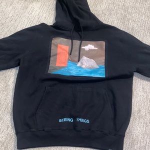 XL Black Off White Surreal  Seeing things Hoodie